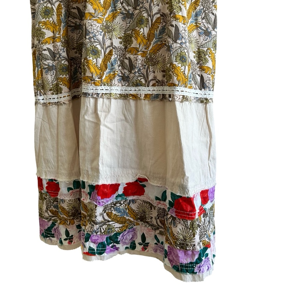 POL Mixed Print Patchwork Overall Dress in Oatmilk - Picture 8 of 11